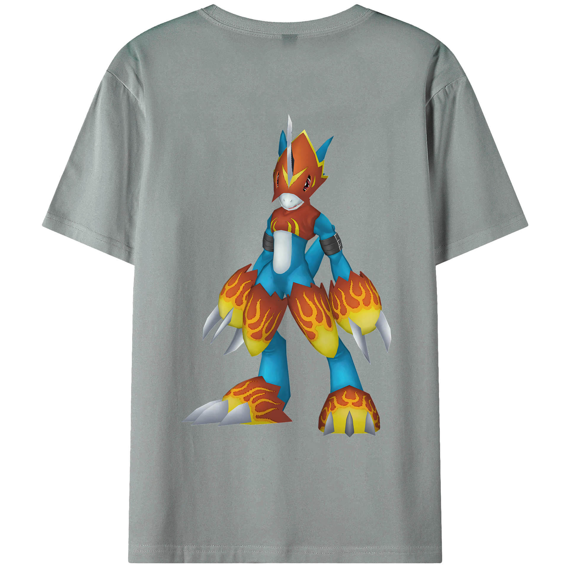 （画像用） Digimon デジタルモンスター/デジモン 綿100％ メンズ半袖Tシャツ（バックプリント） 通気性